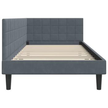 Eckbettgestell mit Kopfteil Dunkelgrau 100 x 200 cm Samt