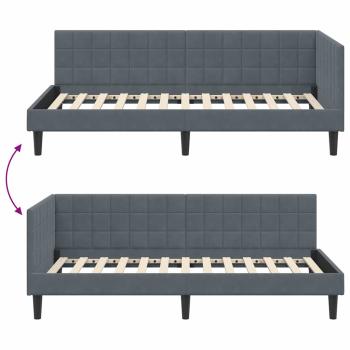 Eckbettgestell mit Kopfteil Dunkelgrau 100 x 200 cm Samt