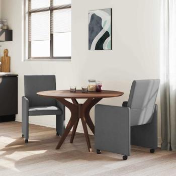 Esszimmerstuhl mit Rad 2 pcs Dunkelgrau 57 x 66 x 94 cm Stoff