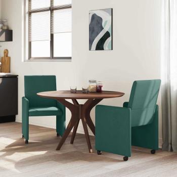 Esszimmerstuhl mit Rad 2 pcs Dunkelgrün 57 x 66 x 94 cm Stoff