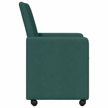 Esszimmerstuhl mit Rad 2 pcs Dunkelgrün 57 x 66 x 94 cm Stoff
