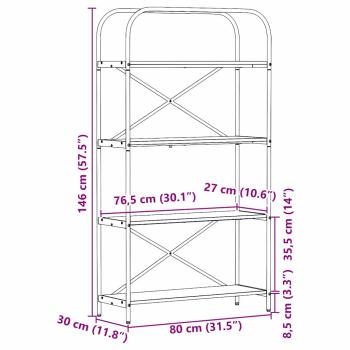 Regal Eiche handwerklich 80 x 30 x 146 cm Holzwerkstoff