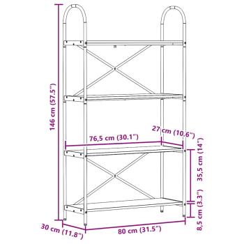 Regal Schwarze Eiche 80 x 30 x 146 cm Holzwerkstoff