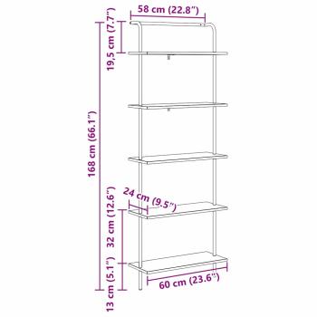 Regal Grau Sonoma 60 x 24 x 168 cm Holzwerkstoff