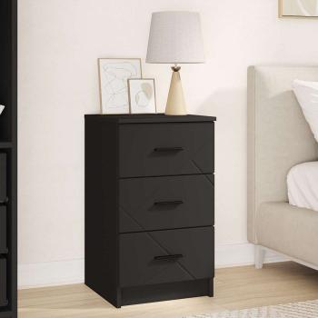 ARDEBO.de - Nachttisch mit Schubladen Schwarz 38 x 38 x 66 cm Holzwerkstoff