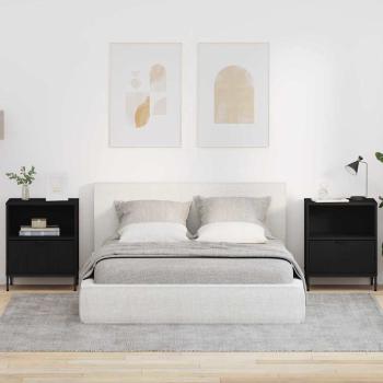 ARDEBO.de - Nachttische 2 pcs Schwarz 49 x 36 x 61 cm Holzwerkstoff