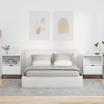 ARDEBO.de - Nachttische 2 pcs Hochglanz-Weiß 49 x 36 x 61 cm Holzwerkstoff