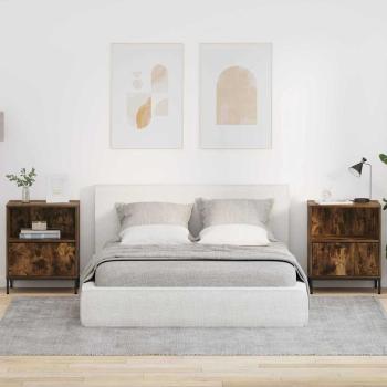ARDEBO.de - Nachttische 2 pcs Räuchereiche 49 x 36 x 61 cm Holzwerkstoff
