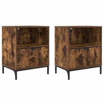 Nachttische 2 pcs Räuchereiche 49 x 36 x 61 cm Holzwerkstoff