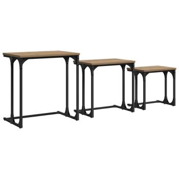 Nesting Couchtisch 3 pcs Eiche handwerklich 50,5 x 35 x 53 cm