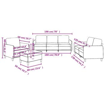 4-tlg. Sofagarnitur mit Kissen Braun Stoff