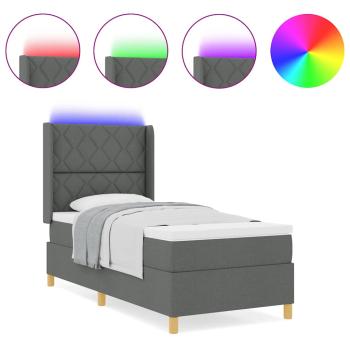 Boxspringbett mit Matratze Grau 90 x 190 cm Stoff