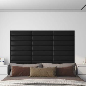 ARDEBO.de - Wandpaneele 12 Stk. Schwarz 60x15 cm Kunstleder 1,08 m²