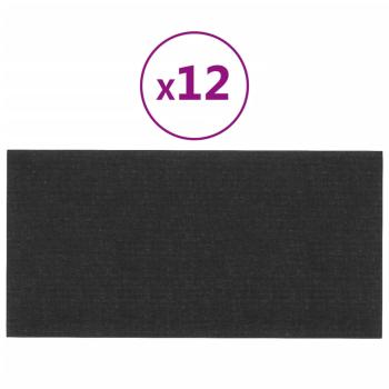 Wandpaneele 12 Stk. Schwarz 60x30 cm Stoff 2,16 m²