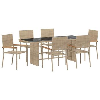 Garten Essgruppe 7 pcs Beige 190 x 80 x 75 cm Poly-Rattan