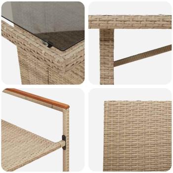Garten Essgruppe 7 pcs Beige Poly-Rattan