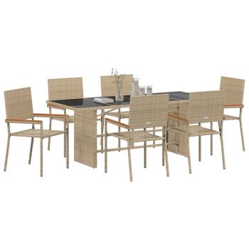 Garten Essgruppe 7 pcs Beige 190 x 80 x 75 cm Poly-Rattan