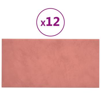 Wandpaneele 12 Stk. Rosa 30x15 cm Samt 0,54 m²
