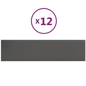 Wandpaneele 12 Stk. Grau 60x15 cm Kunstleder 1,08 m²