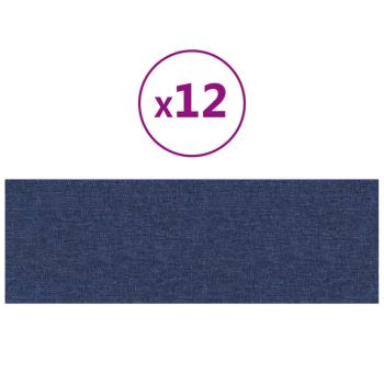 Wandpaneele 12 Stk. Blau 90x30 cm Stoff 3,24 m²
