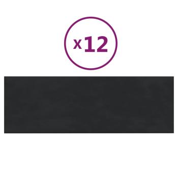 Wandpaneele 12 Stk. Schwarz 90x30 cm Samt 3,24 m²