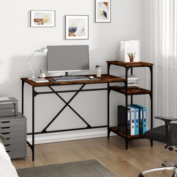 ARDEBO.de - Schreibtisch mit Regal Räuchereiche 135x50x90 cm Holzwerkstoff