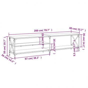TV-Schrank Schwarz 200x40x50 cm Holzwerkstoff und Metall