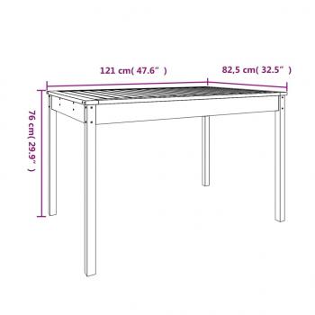 Gartentisch 121x82,5x76 cm Massivholz Kiefer