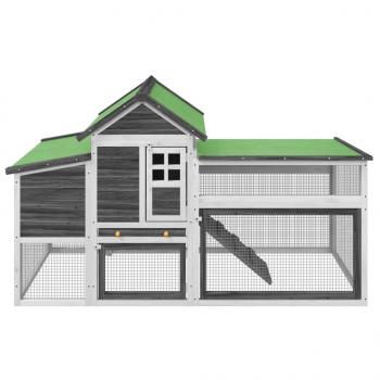 Hühnerstall Grau 186,5x58,5x113 cm Massivholz Kiefer