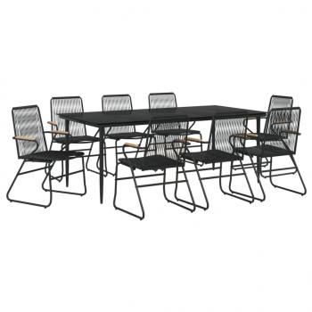 9-tlg. Garten-Essgruppe Schwarz PVC Rattan