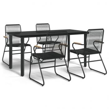 5-tlg. Garten-Essgruppe Schwarz PVC Rattan