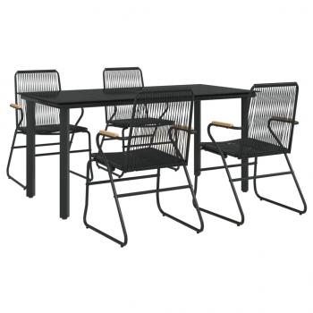 5-tlg. Garten-Essgruppe Schwarz PVC Rattan
