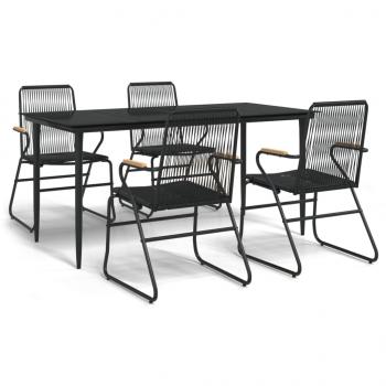 5-tlg. Garten-Essgruppe Schwarz PVC Rattan