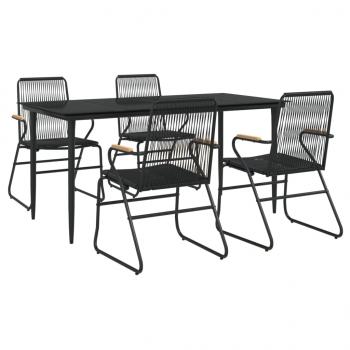 5-tlg. Garten-Essgruppe Schwarz PVC Rattan