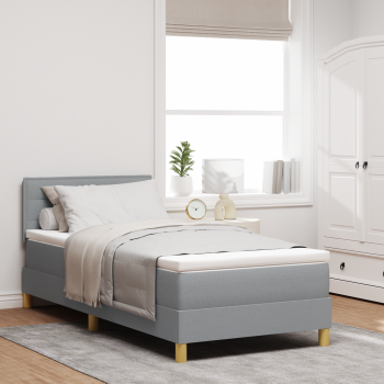 Boxspringbett mit Matratze Hellgrau 90 x 190 cm Stoff