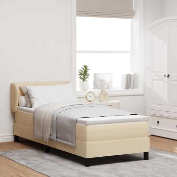 ARDEBO.de - Boxspringbett mit Matratze mit Matratze Creme 80 x 200 cm Stoff