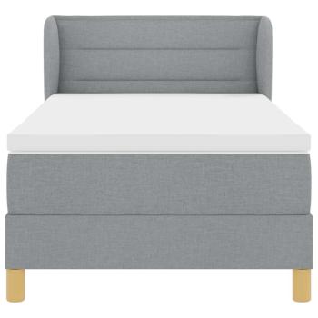 Boxspringbett mit Matratze Creme 90x200 cm Stoff Hellgrau