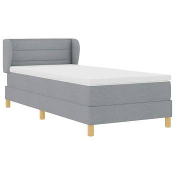 Boxspringbett mit Matratze Creme 90x200 cm Stoff Hellgrau