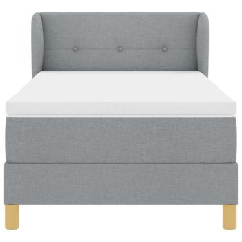 Boxspringbett mit Matratze Creme 90x200 cm Stoff Hellgrau