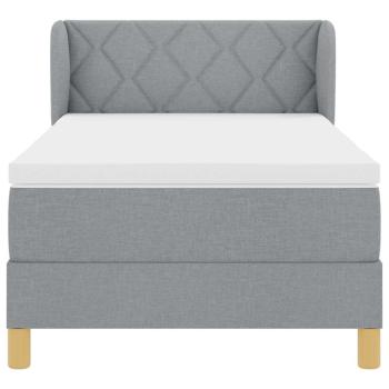 Boxspringbett mit Matratze Creme 90x200 cm Stoff Hellgrau