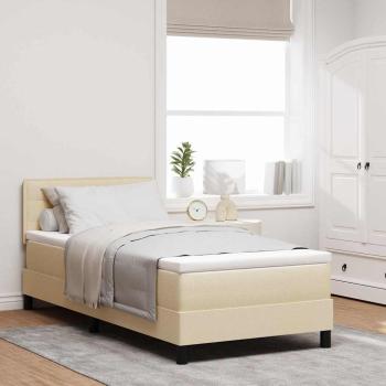 ARDEBO.de - Boxspringbett mit Matratze mit Kopfteil Creme 80 x 200 cm Stoff