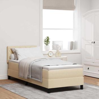 ARDEBO.de - Boxspringbett mit Matratze mit Kopfteil Creme 80 x 200 cm Stoff