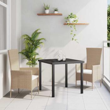ARDEBO.de - Garten Essgruppe mit Kissen 3 pcs Beige Poly-Rattan
