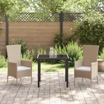 Garten Essgruppe mit Kissen 3 pcs Beige Poly-Rattan