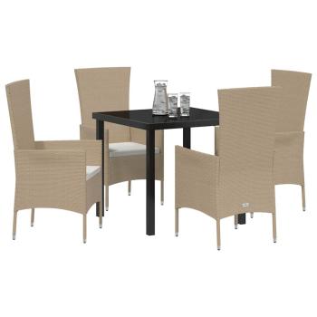 Garten Essgruppe mit Kissen 5 pcs Beige Poly-Rattan