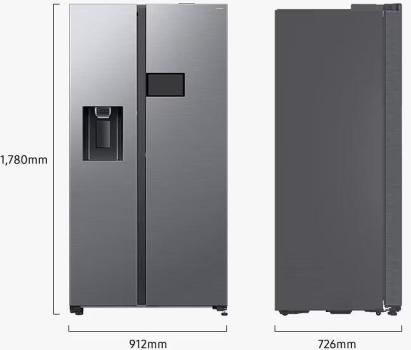 Samsung RS90F64EDTEF Stand Side-by-Side Kombination, 91,2 cm breit, 621 L, NoFrost+, Eis- und Wasserspender, Festwasseranschluss, Edelstahloptik