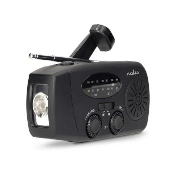 Notfallradio | Tisch Ausführumg | AM / FM | Powerbank Funktion | Akkubetrieben / Handkurbel / Stromversorgung über USB | Schwarz