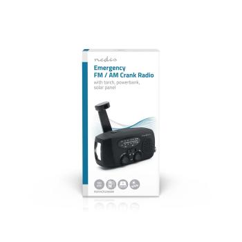 Notfallradio | Tisch Ausführumg | AM / FM | Powerbank Funktion | Akkubetrieben / Handkurbel / Stromversorgung über USB | Schwarz