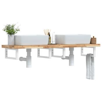 ARDEBO.de - Waschbeckenregal Wandmontage Stahl und Akazienholz