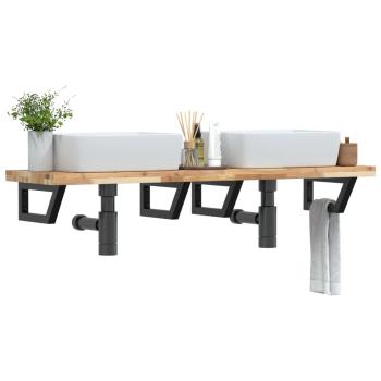 ARDEBO.de - Waschbeckenregal Wandmontage Stahl und Akazienholz